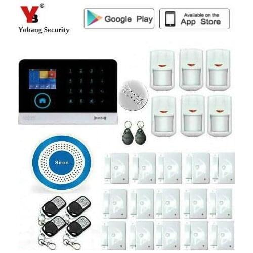 Yobang Security Wireless wifi GSM Alarm System Home auto security Systems with PIR/Door Alarm Sensor APP control device kit