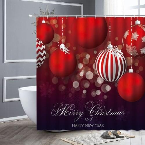 Christmas Gift Decoration Shower Curtain Waterproof Curtains For Bathroom Happy New Year Bathtub Decor Bath Screen