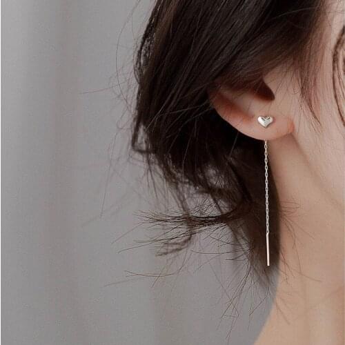 925 Sterling Silver Smooth Tassel Korean Long Lovely Fashion Elegant Wedding Earrings Earline Jewelry for Women Gift 2020 New