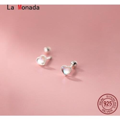 La Monada Small Stud Earrings For Women 925 Sterling Glass Heart Woman Earring Korean Nut Silver 925 Earring Jewelry Female
