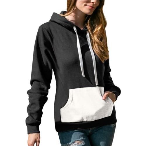 Splice Patchwork Jumpers Sweatshirt Women High Hooded Long Sleeve Casual Pure Hoodies Lady Winter Warm Pocket Pullovers #t3g