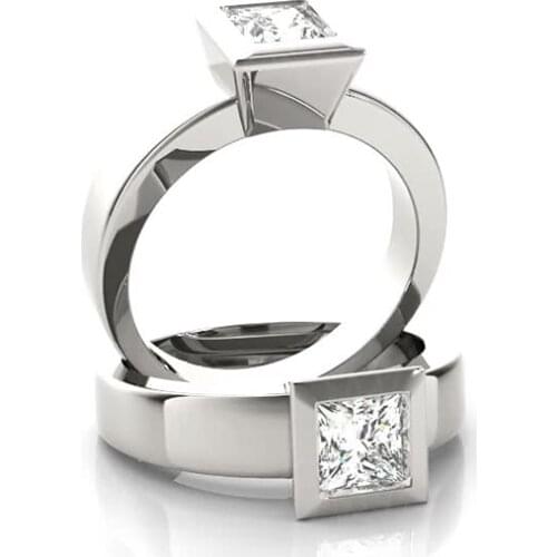 925 Sterling Silver Square Women Rings Engagement Wedding Bands Finger Ring Female Fine Jewelry