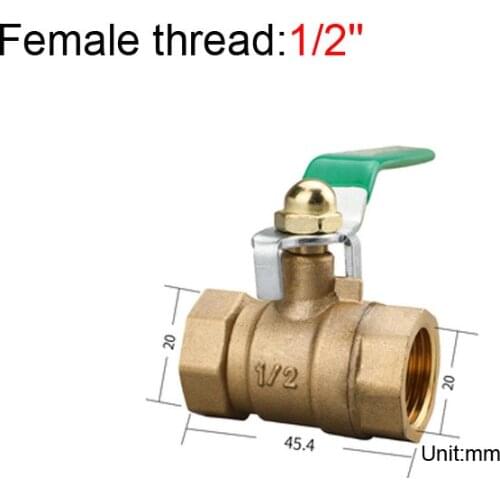 1/2" Female To Female Brass Thicken Ball Valve With Green Handle For Water Oil Air Gas Fuel Line Shutoff Pipe Fittings