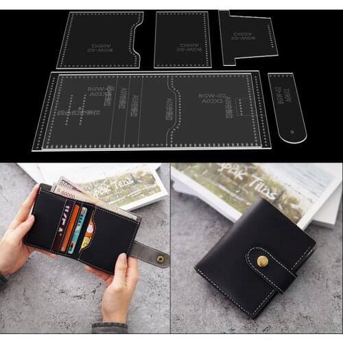 1 Set Leather Template Home Handwork Leathercraft Sewing Pattern Tools Accessory Men Wallet Pattern 9*11*1.5cm