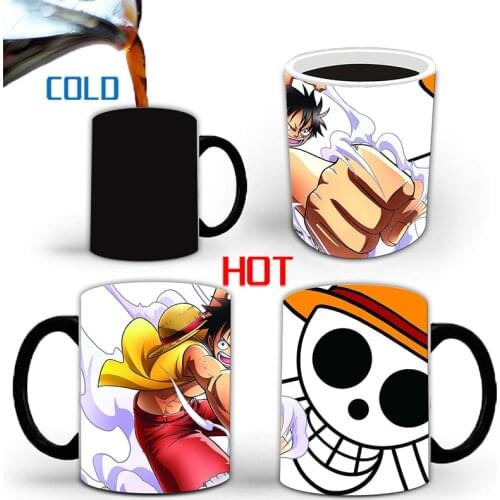 1Pcs 350ml New Anime One Piece Ceramic Milk Coffee Tea Cups Cold Hot Water Changed Mug Novelty Gift for Children Friends