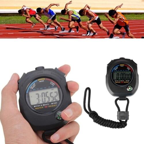1pcs Waterproof Digital Professional Handheld LCD Chronograph Watch Timer Stop String Stopwatch With Handheld Sports L9R5
