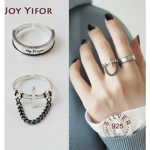 100% Pure 925 Sterling Silver Ring Fashion Simple cross chain Ring Thin Geometric finger Ring For Women Jewelry Anti Allergy