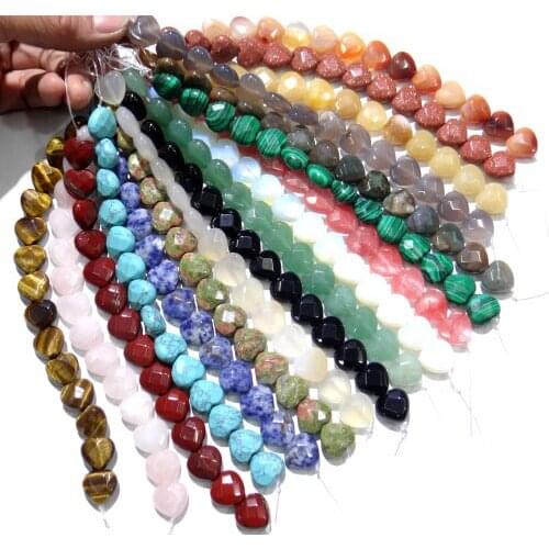 15*15mm Natural stone Quartz crystal tiger eyeTurquoises Heart-shaped section beads for Diy Jewelry Making Necklace Accessories