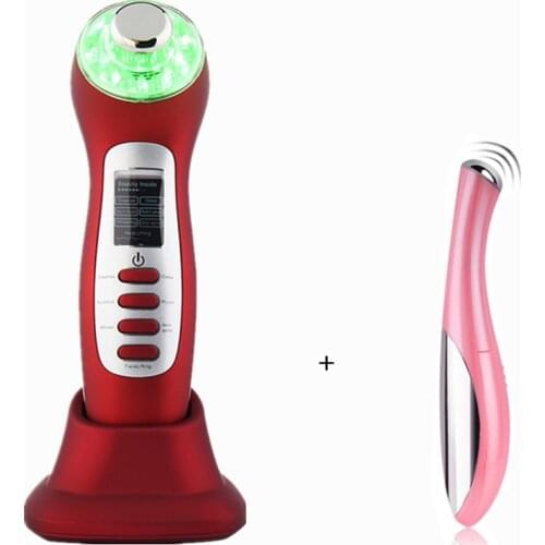 2018 Ultrasonic 3MHz Galvanic 7 in 1 Skin Facial Care LED Blue Red Light Photon Micro-current Lift Skin Tightening Beauty Device