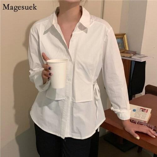 2021 Spring Loose Cotton Women Blouses Turn Down Collar Button Ladies Office White Shirt Women Plus Size Top Female Blusas 13136