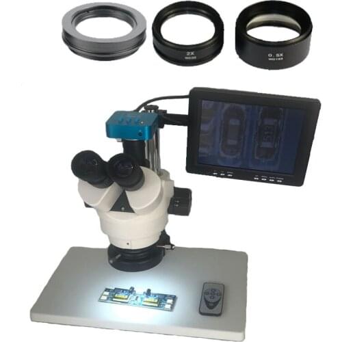3.5X 7X 45X 90X industrial Trinocular stereo microscope + 20MP 1080P HDMI USB Digital microscopio camera+8"LCD IPS Monitor