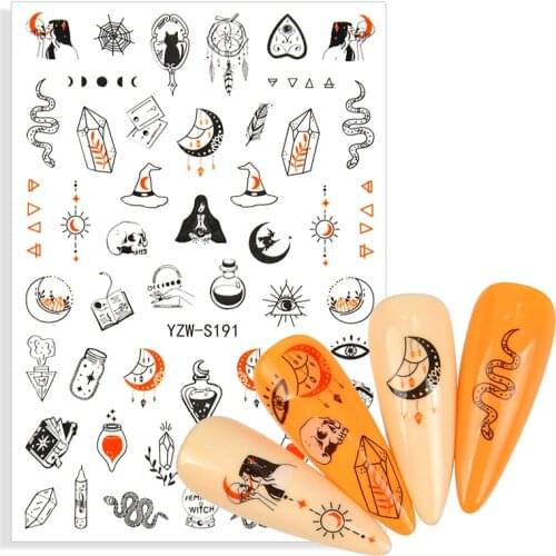 3D Nail Sticker Dreamcatcher Snake Moon Self Adhesive Sliders for Nails Foil Decals Designs Manicure Art Decorations Accessories