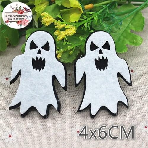 4x6CM 10pcs Non-woven patches Halloween white ghost Felt Appliques for clothes Sewing Supplies diy craft ornament