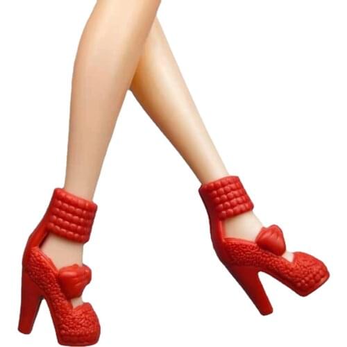 6 Pairs/lot Red High Heel Shoes Boots For Barbie Doll Shoes 1/6 Sneakers Sandals Princess Foot Wear Boots For Barbie Accessories