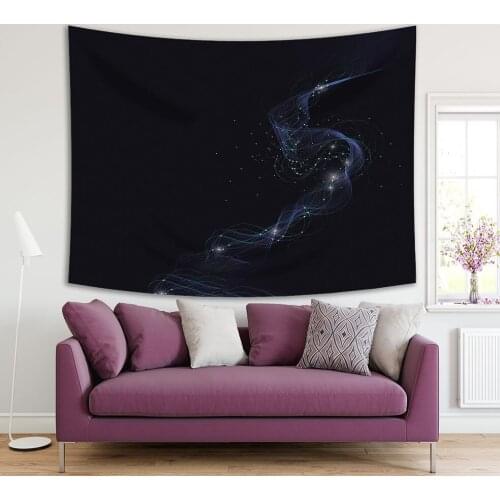 Tapestry Abstract Connecting Dots and Lines Technology Science Networking Theme Artwork Black Blue White