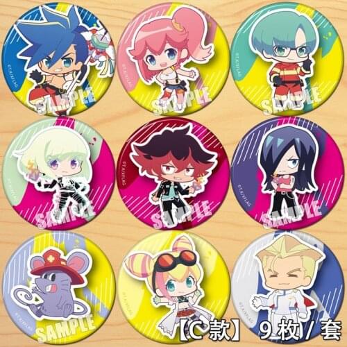 Anime PROMARE Lio Aina Ardebit Galo Thymos Remi Puguna Varys Truss Figure 8490 Badge Round Brooch Pin Gifts Kids Collection Toy