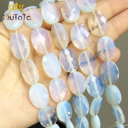 13*18mm Natural Faceted White Opal Beads Oval Shape Gem Loose Stone Beads For Jewelry Making DIY Bracelet Ear Studs Accessories