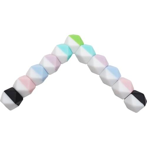 Chenkai 100PCS 17MM Hexagon Silicone Beads Teething Baby Soothing Teethings DIY Toy Baby shower Gift Necklace Pacifier Chain