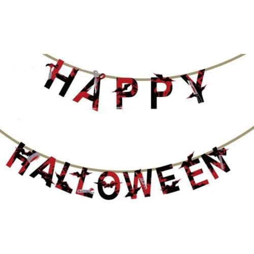 2019 Halloween party decoration supplies ghost festival layout supplies pull flag luminous bat photo props ghost balloon set