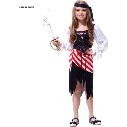 Girls Halloween Pirate costumes Kids Children Pirates of the Caribbean Cosplay Carnival Purim Masquerade Role play party dress