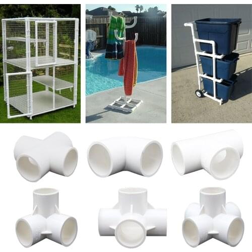 4 way 3/4" 1" PVC Fittings Corner Cross Elbow 45 90 Degree for Greenhouse Shed Pipe Tent Connection Tee Furniture Build Grade