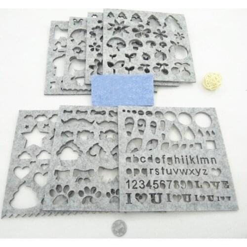 DIY Needle Felting Applique Felt Mold Craft Tool Household Felt Applique Mold 7pcs Gray Color Hand Felt Template
