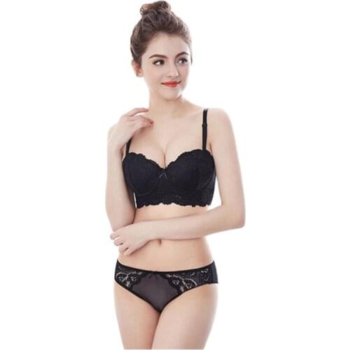 Embroidered Lace Push Up Bra And Panty Set For Sexy Women Ladies Convertible Straps Brassiere Fashion Breathable Bra A B C Cup