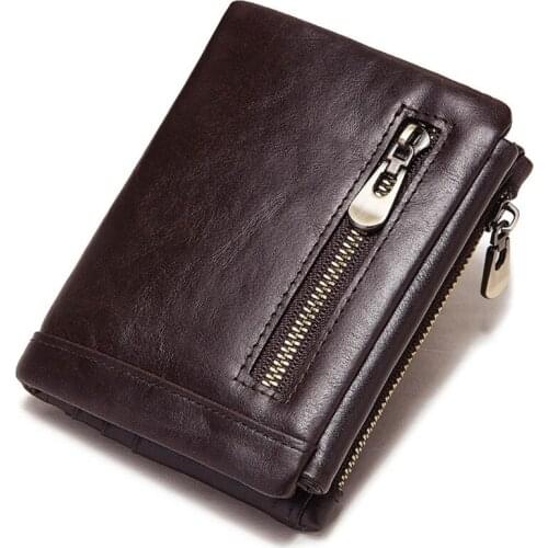 28GD Men Fold 3-Layers Leather Wallet RFID Card Holder Checkbook Organizer Coin Purse Fashion Carrier Holster Carrying Case Pack