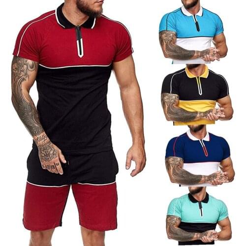 Mens Short Sets Summer Casual Fashion Clothing 2 Piece Set Fitness Track Suits 2021 Male Shirt T Shirt+Shorts Men Tracksuits