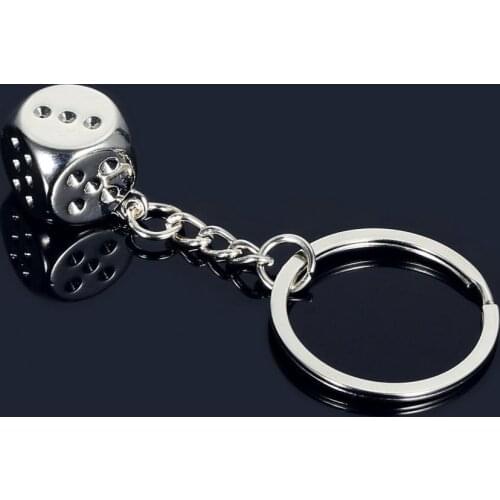 Creative Metal Six-sided Dice Car Keychain Alloy Key Ring Pendant Decor Gift