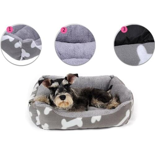 Dog Beds Kennel Bone Pattern Pet Sofa Dog Beds Soft Fleece Winter Warm Cat Bed House Cat Nest cama perro