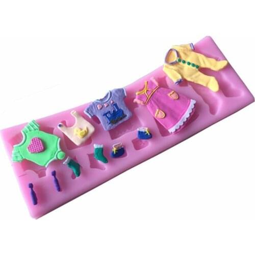 Fashion Baby Cloth Shape 3D Silicone Fondant Mould Cake Decorating Tools Cupcake Mold Sugar Craft Tools Baking Cake Tools