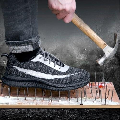 Fashion Casual Work Shoes Mens Safety Boots Breathable Non-slip Steel Toe Cap Safety Shoes Outdoor Designer Sneakers