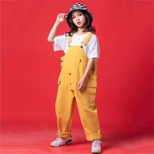 Fashion Jazz Dance Costumes Kids Street Dance Overalls Practice Wear Children Hip Hop Performance Clothing Rave Outfit YB1179