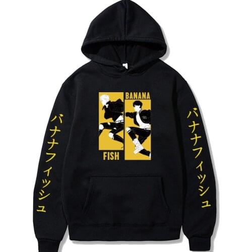 Banana Fish Anime Hoodie Casual Loose Print Streetwear Male Cloth