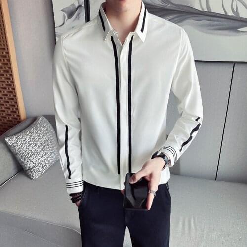 Autumn Classic Striped Men Shirts 2021 New Korean Slim Long Sleeve Chemise Homme High Quality Casual Male Clothing Streetwear