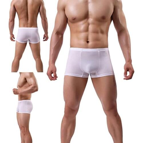 1PCS Mens Nylon Breathable Underwear Ice Silk Boxer Briefs Sexy Low Rise Trunks US Size