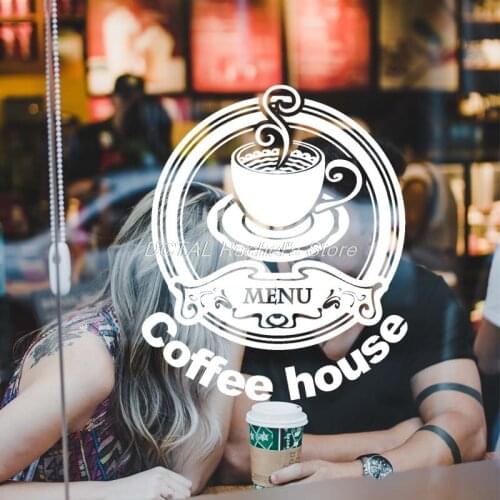 Coffee Shop Sticker Milk tea Decal Cafe Cup Poster Vinyl Art Wall Decor Mural Decoration Break Bread Coffee Glass Decals