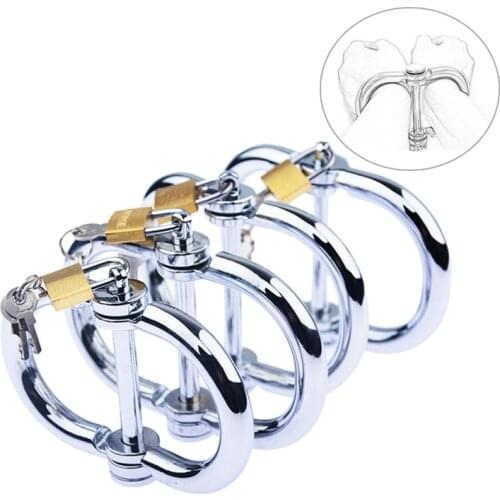 Stainless Steel Handcuffs Restraints Fetish Slave BDSM Bondage Adult Sex Shop For Couples Wrist Restraint Props Metal Handcuff