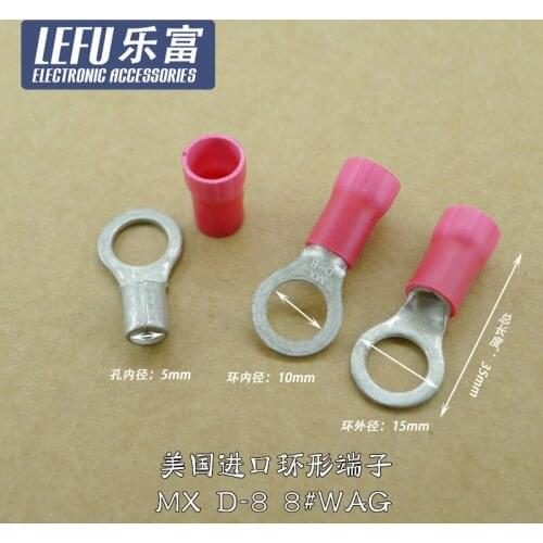 Original new 100% MX D-8#8AWG circular cold pressed terminal ring terminal hole diameter 10mm 8 m2 M9 connector