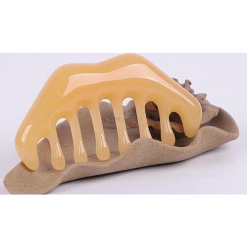 1Pcs Resin Beeswax Guasha Massager Head Meridian Massage Comb Face Neck Acupuncture Therapy Gouache Scraper Scalp Relaxation