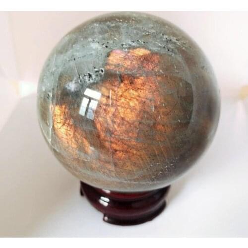 Natural Labradorite Quartz Crystal Polished Sphere From Madagascar