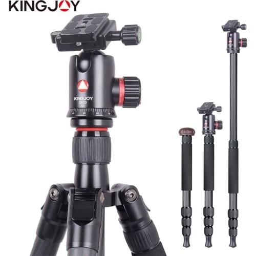 KINGJOY Official K2208+QH20 Professional Carbon Fiber Camera Tripod Stand Monopod Dslr For Models Movil Flexible Stativ SLR DSLR