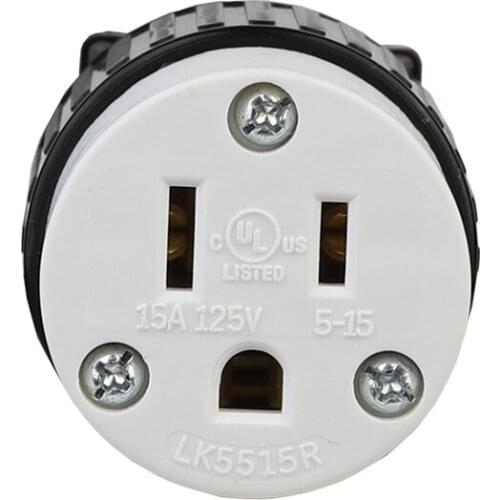Black American UL 15A 125V detachable assembly plug NEMA 5-15R extension cord socket US Japan Canada power connector