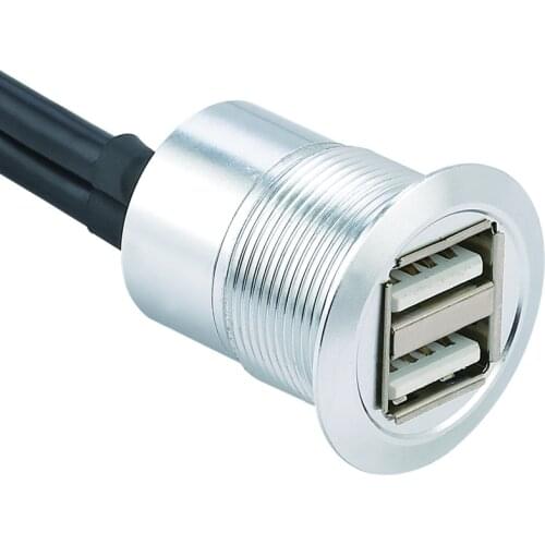 22mm mounting diameter metal Double USB FEMALE A to MALE A with wire(60cm,150cm,200cm)