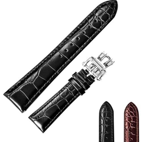 Reef Tiger/RT High Quality Watch Band for Men 22mm Genuine Calfskin Leather Strap with Deployment Buckle Durable