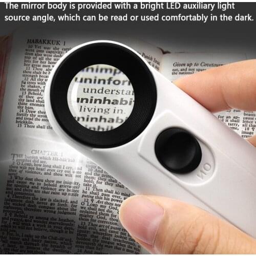 Handheld 40x Magnifier Magnifying Glass with 2 LED Light Handheld Magnifier Loupe Acrylic Lens Glass Loupe Jewelry Repair Tool