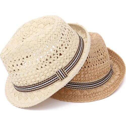 Children Sunhat Kids Summer Beach Straw Hat Jazz Paper Hats British Cap Breathable Baby Girls Boys Sunvisor