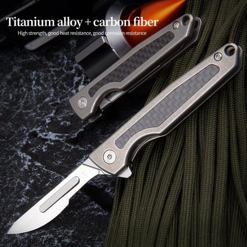 Titanium alloy folding knife tactical outdoor survival hunting camp EDC portable self-defense knife pocket knife