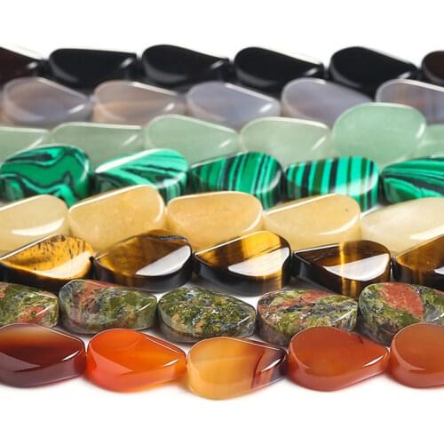 Natural Stone Oval Twist Beads For Jewelry Making DIY Accessorries Bead For Bracelet Red Carnelian Tiger Eye White Opalite Jades